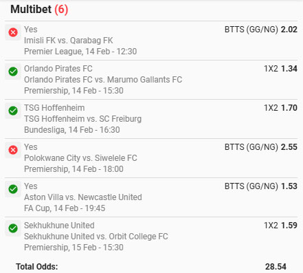 Multibet results for Friday the 13th February 2026