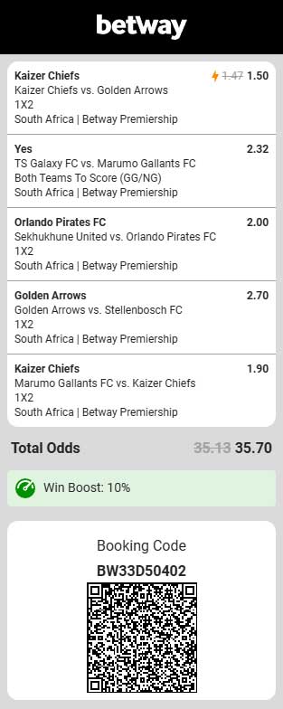 Betway Bet Slip for the week of 20 January 2026