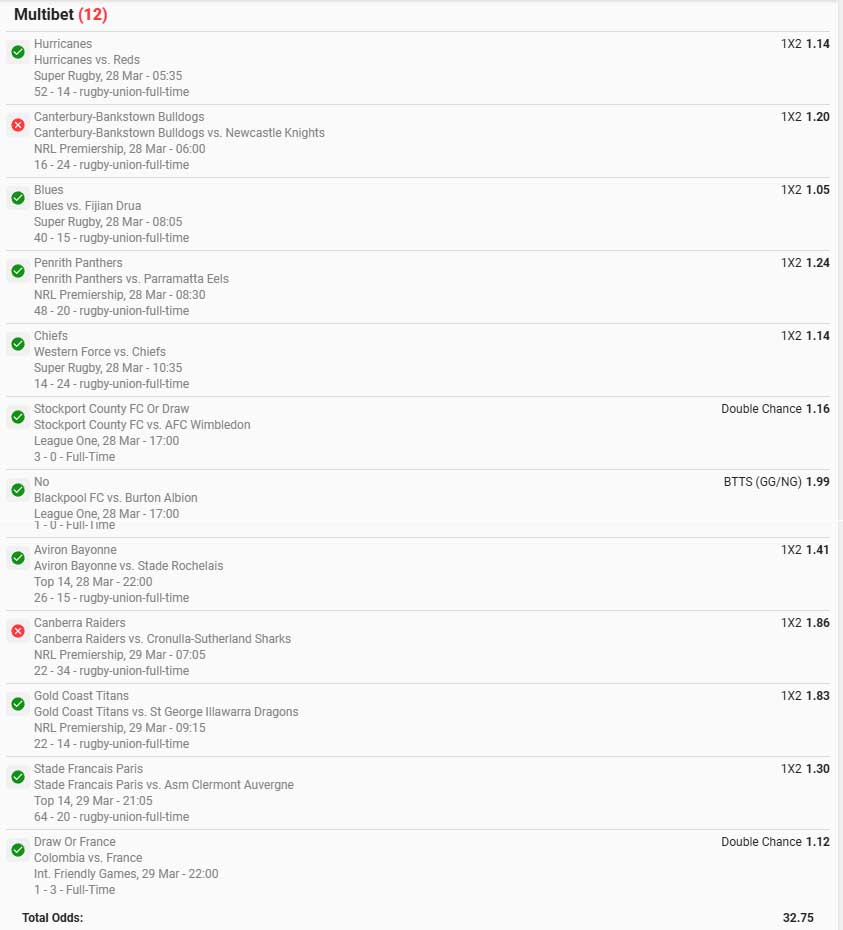 Betway betslip 12 legs lost