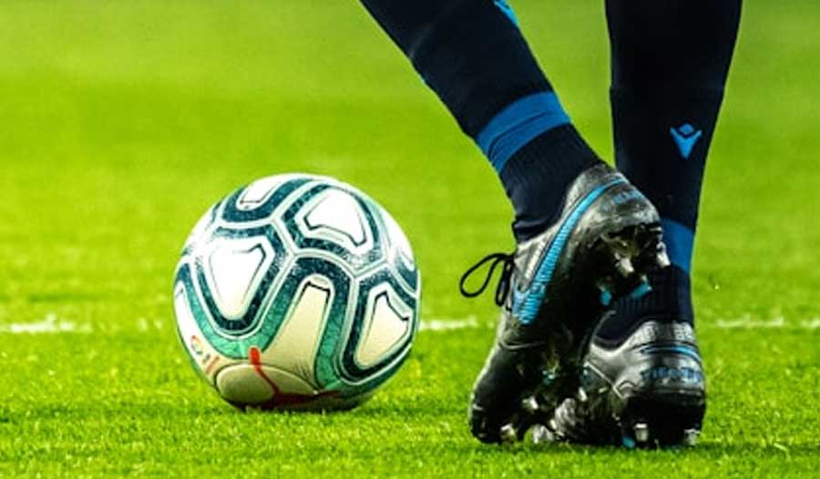 Soccer ball on pitch